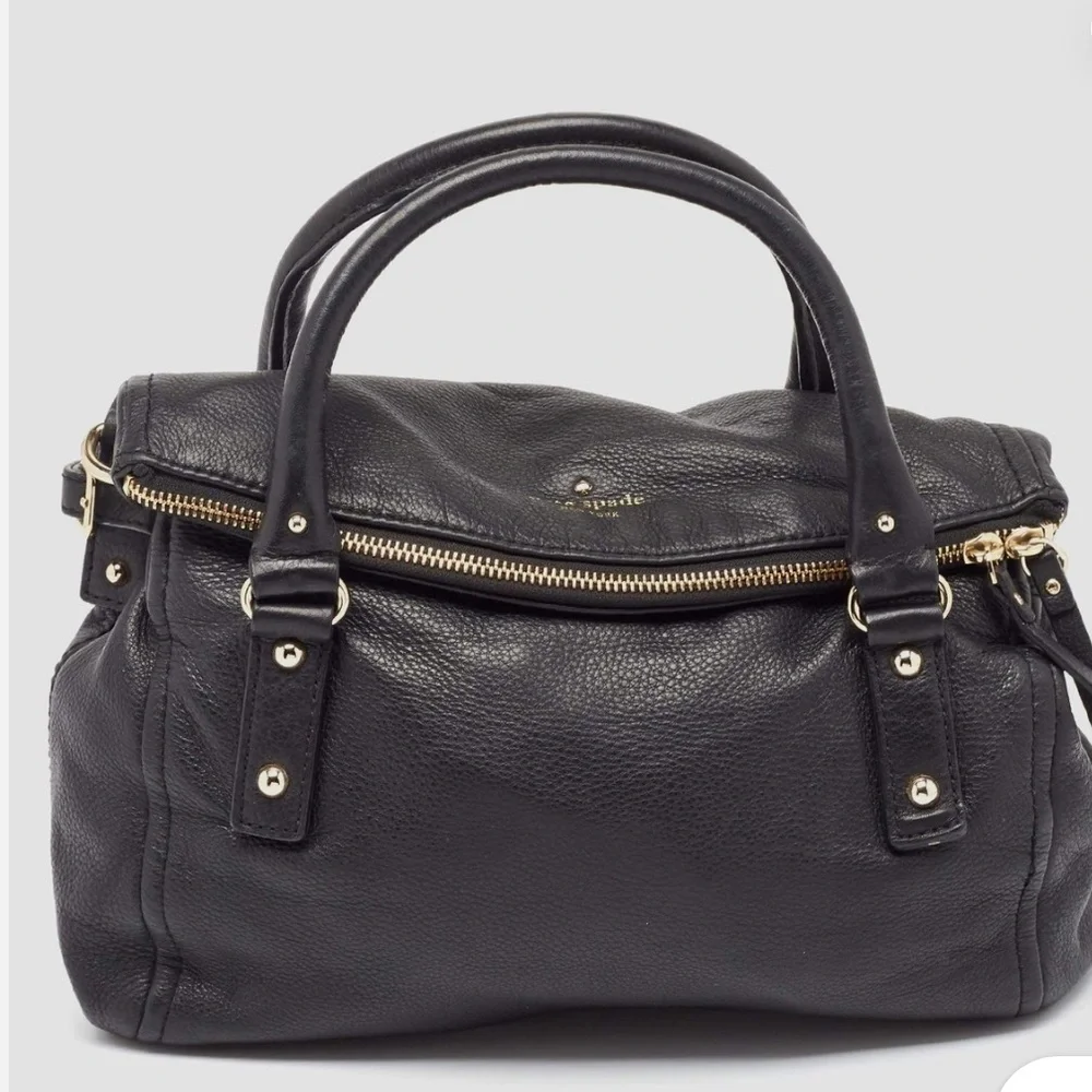 kate spade Black Leather Satchel with Gold Hardware